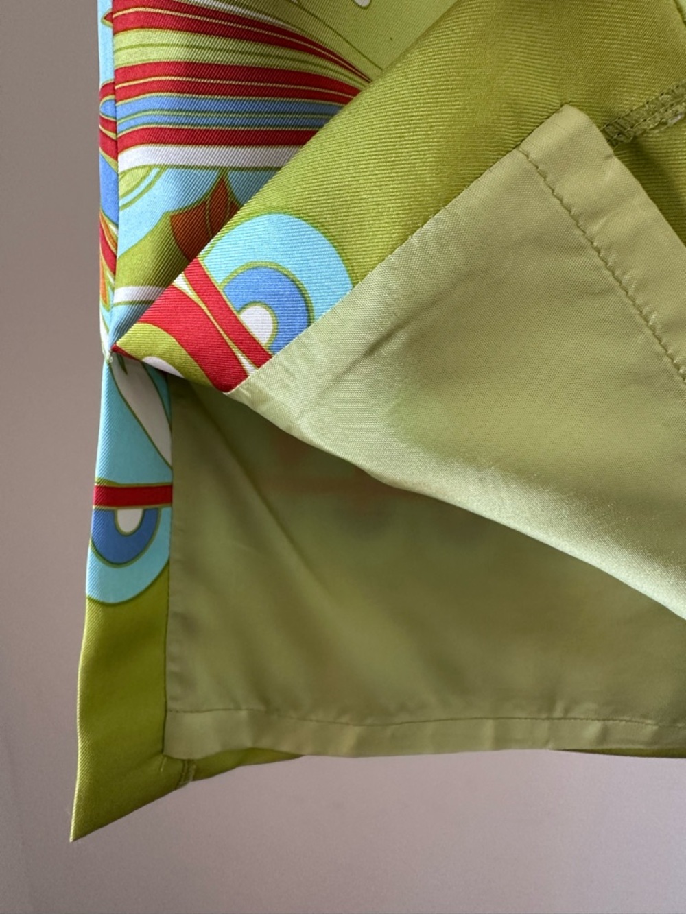 J. McLaughlin Multicolor Psychedelic Silk Mini Dress — Lime, Orange, Blue, Red - Picture 7 of 8